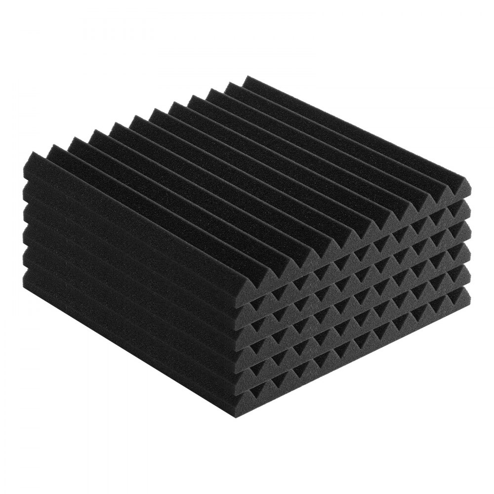 VEVOR Acoustic Foam Panels, 80 Pack 12 x 12 x 1 inches, High Density Soundproof Wall Panels, Sound Dampening Absorbing Panels for Studio Wall and Ceiling,Black