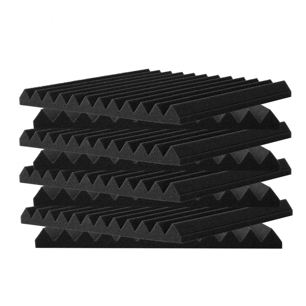 VEVOR Acoustic Foam Panels, 80 Pack 12 x 12 x 1 inches, High Density Soundproof Wall Panels, Sound Dampening Absorbing Panels for Studio Wall and Ceiling,Black