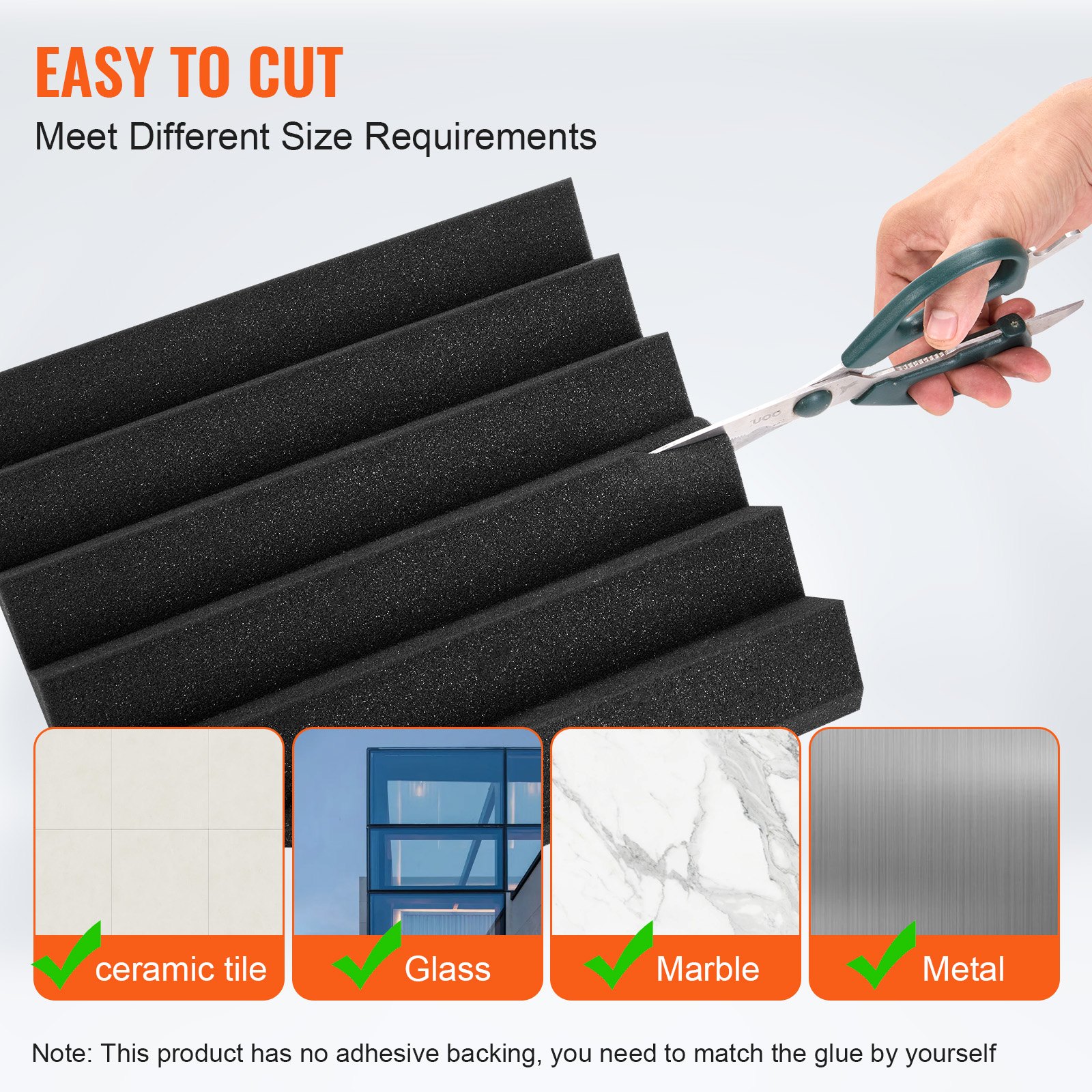 VEVOR Acoustic Foam Panels, 36 Pack 12 x 12 x 2 inches, High Density Soundproof Wall Panels,Fire-Resistant Acoustic Panels,Sound Dampening Absorbing Panels for Studio Wall and Ceiling,Black