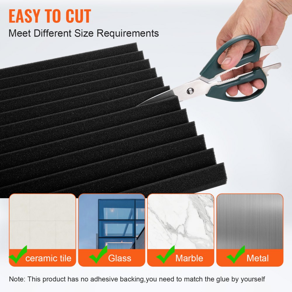 VEVOR Acoustic Foam Panels, 52 Pack 12 x 12 x 1 inches, High Density Soundproof Wall Panels, Sound Dampening Absorbing Panels for Studio Wall and Ceiling,Black