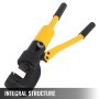 VEVOR hydraulic rebar cutter with yellow handles and black cutting head.