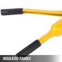 VEVOR hydraulic rebar cutter with yellow insulated handle.