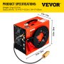 VEVOR PCP Air Compressor, 4500PSI Portable PCP Compressor, 12V DC 110V/220V AC PCP Airgun Compressor Auto-stop, w/ Built-in Adapter, Fan Cooling, Wire Spool Suitable for Paintball, Scuba, Air Rifle