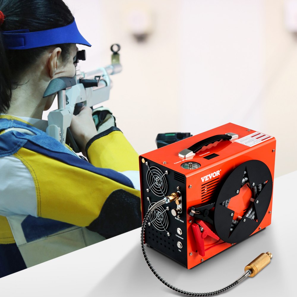 VEVOR PCP luftkompressor, 350W 2700 RPM bærbar dykkerkompressor, 4500 Psi højtryk m/8 mm lynkobling og indbygget køleblæser, 1,5L tank Auto-sluk Design drevet af hjemme- og bilbatteri