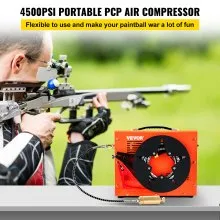 VEVOR PCP Air Compressor, 350W 2700 RPM Portable Diving Compressor, 4500 Psi High Pressure w/8 mm Quick Connector & Built-in Cooling Fan, 1.5L Tank Auto-shutoff Design Powered by Home & Car Battery