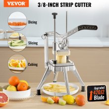 VEVOR Commercial Vegetable Fruit Chopper 3/8″ Blade Heavy Duty Professional Food Dicer Kattex French Fry Cutter Onion Slicer Stainless Steel for Tomato Peppers Potato Mushroom, Sliver