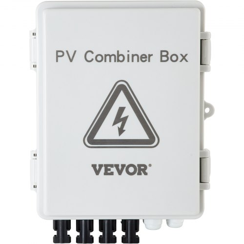VEVOR PV Combiner Box, 4 String, Solar Combiner Box with 15A Rated Current Fuse, 63A Circuit Breaker, Lightning Arreste and Solar Connector, for On / Off Grid Solar Panel System, IP65 Waterproof