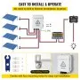 VEVOR PV Combiner Box, 4 String with 15A Rated Current Fuse, 63A Circuit Breaker, Lightning Arreste Connector for On/Off Grid Solar Panel System, IP65
