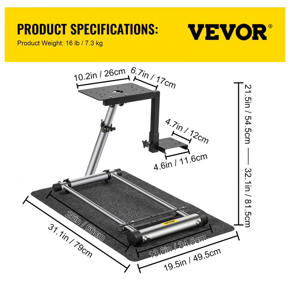 VEVOR G27 Racing Wheel Stand G25 Racing Simulator G29 Steering Wheelstand Frame and G920 Wheel Racing Stand Adjustable Racing Steering
