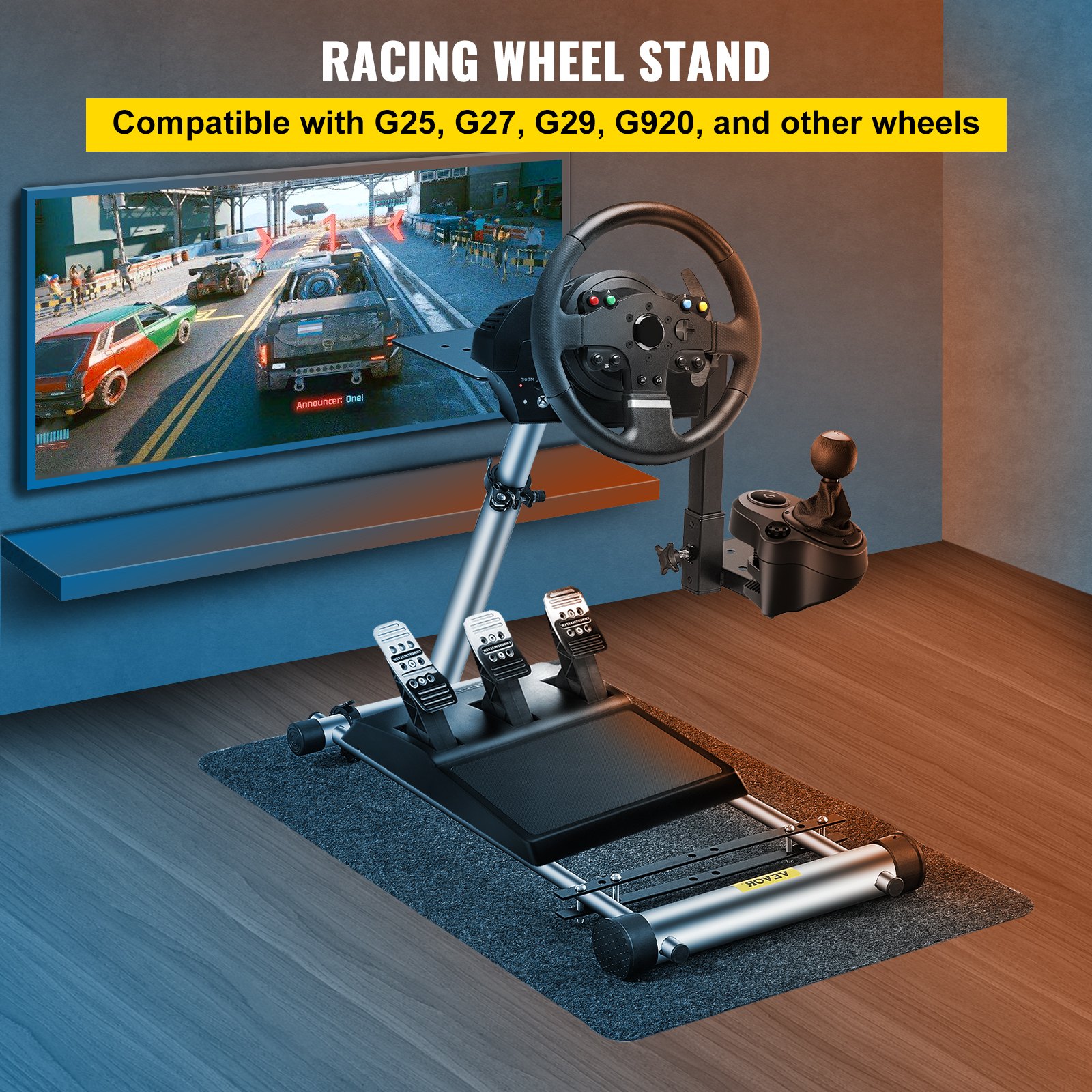 VEVOR G27 Racing Wheel Stand G25 Racing Simulator G29 Steering Wheelstand Frame and G920 Wheel Racing Stand Adjustable Racing Steering