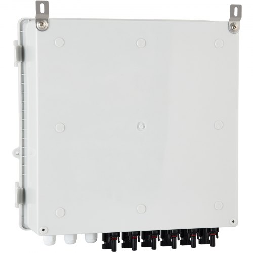 VEVOR PV Combiner Box, 6 String, Solar Combiner Box with 15A Rated Current Fuse, 125A Circuit Breaker, Lightning Arreste and Solar Connector, for On / Off Grid Solar Panel System, IP65 Waterproof