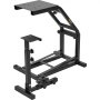 black VEVOR racing simulator cockpit frame with dual adjustable platforms.