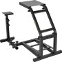 VEVOR racing simulator cockpit featuring adjustable black metal frame and sturdy base.