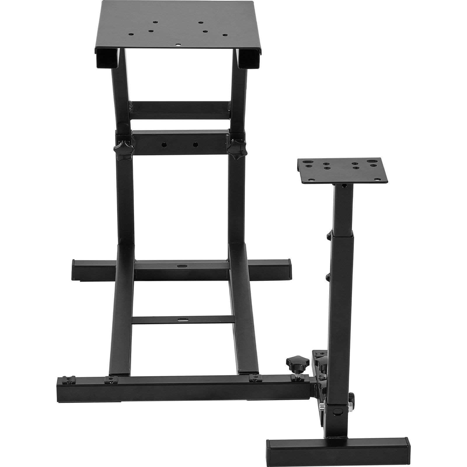 VEVOR racing simulator cockpit with adjustable black metal frame and mounting plates.