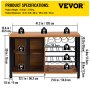 VEVOR Industrial Bar Cabinet, Wine Table for Liquor and Glasses with Glass Holder, Wine Rack and Metal Sideboard, Farmhouse Wood Coffee Bar Cabinet for Living Room, Home Bar (47 Inch, Rustic Oak)