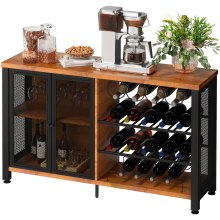 VEVOR Mueble para bar de vinos con estante para vino extraíble, mesa de vino para licor con soporte de vidrio, estante para vino y aparador de metal, barra de café de madera de granja para sala de estar (47 pulgadas, roble rústico)