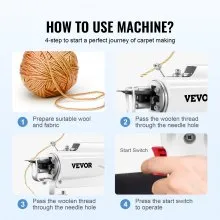 VEVOR Tufting Gun, Cut Pile Electric Carpet Weaving Flocking Machine, Rug Machines Starter Kit, 7-27 Stitches/sec High Speed Rug Making Tools, 4-25 mm Adjustable Height, 110V