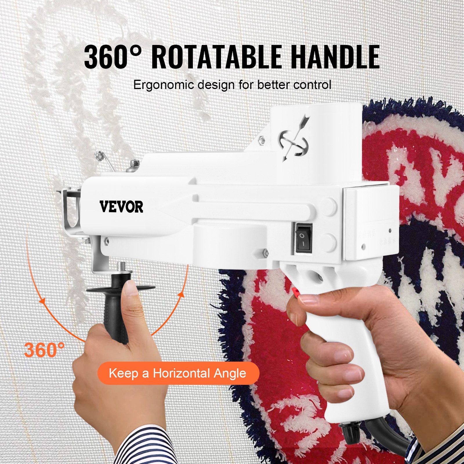 VEVOR Tufting Gun, Cut Pile Electric Carpet Weaving Flocking Machine, Rug Machines Starter Kit, 7-27 Stitches/sec High Speed Rug Making Tools, 4-25 mm Adjustable Height, 110V