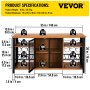 VEVOR Industrial Bar Cabinet, Wine Table for Liquor and Glasses with Glass Holder, Wine Rack and Metal Sideboard, Farmhouse Wood Coffee Bar Cabinet for Living Room, Home Bar (55 Inch, Rustic Oak)