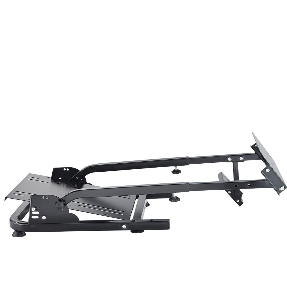 black adjustable VEVOR racing simulator stand with sturdy metal frame.