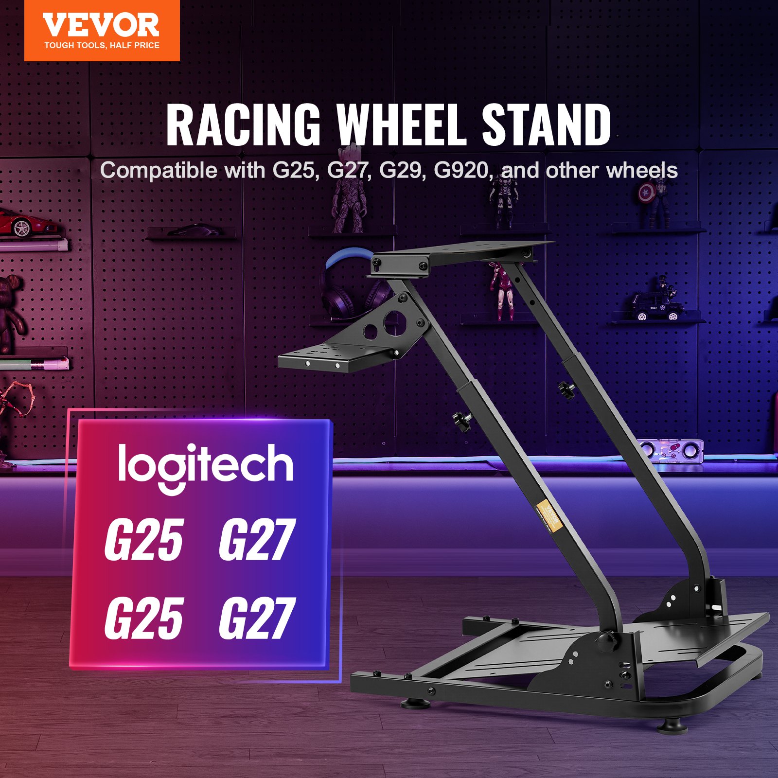 VEVOR G29 G27 G920  Racing Wheel Stand  GT Racing Simulator Steering Wheel Stand G25 Racing Simulator Steering Wheel Stand,Wheel support and Pedal not Included