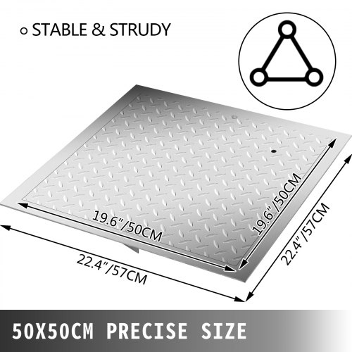 VEVOR Verzonken Putdeksel Doorzichtige Opening 50 x 50 cm Toegangsluik