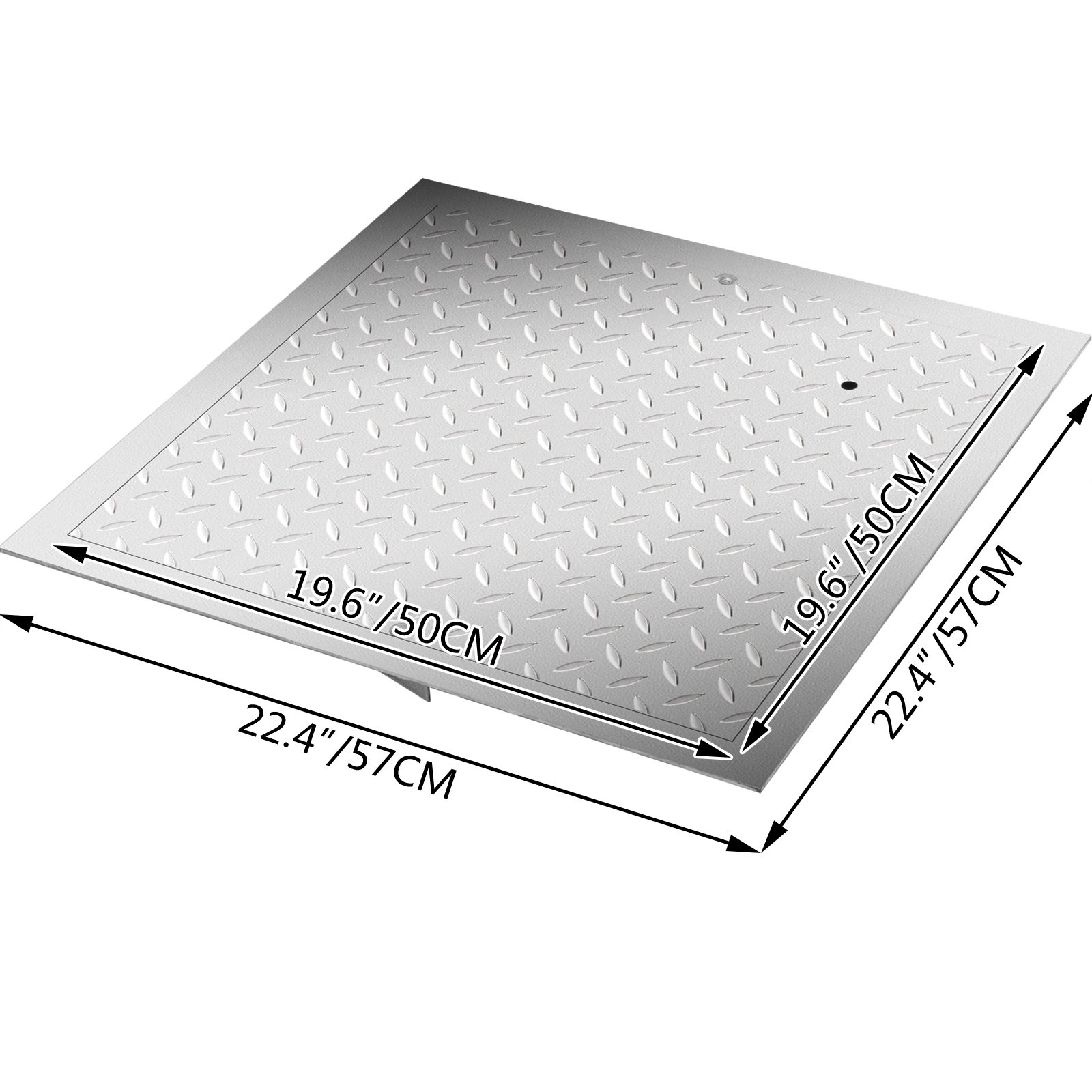 VEVOR Recessed Manhole Cover 50 x 50 cm Clear Opening, Galvanized Steel Drain Cover Overall Size 57 x 57 cm, Sealed Square Manhole Cover and Frame, Steel Man Hole Lid Inspection Access for Boat/