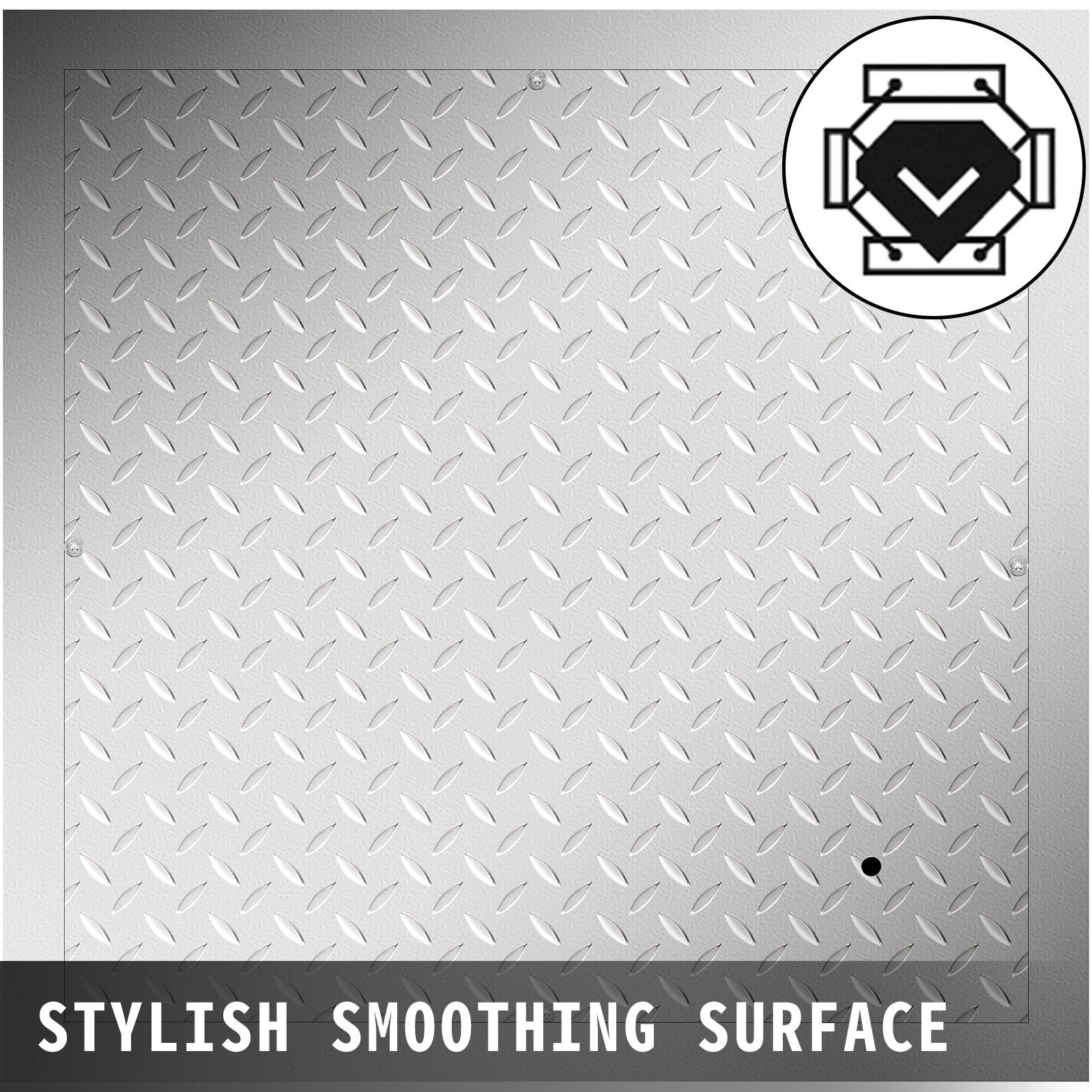 VEVOR Recessed Manhole Cover 23.6\"x23.6\" Clear Opening, Galvanized Steel Drain Cover Overall Size 26.4\"x26.4\", Sealed Square Manhole Cover and Frame, Steel Man Hole Lid Inspection Access for Boat/