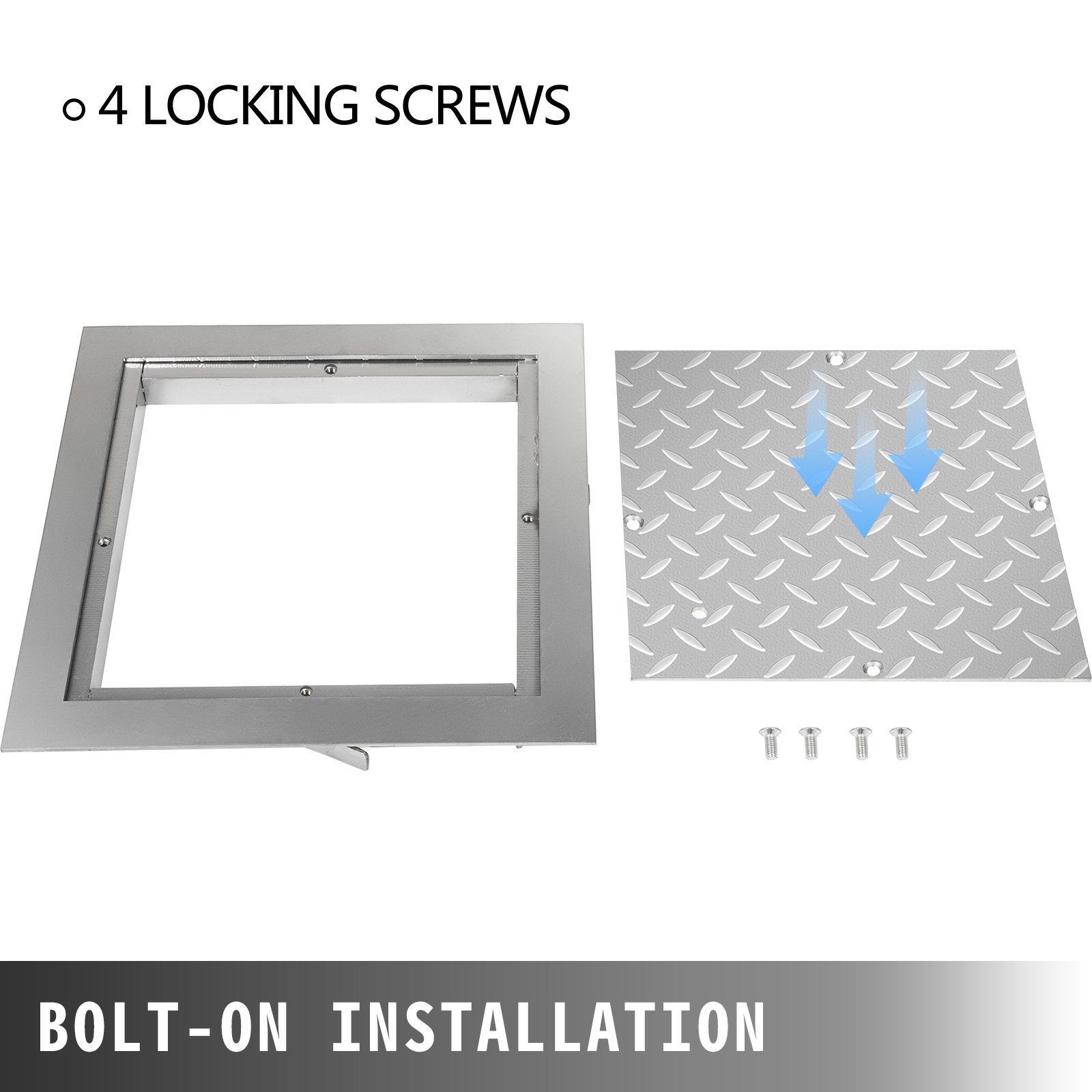 VEVOR Recessed Manhole Cover Covers 60x60 cm Clear Opening, Galvanized Steel Drain Cover Overall Size 67x67 cm, Sealed Square Manhole Covers and Frames Steel Man Hole Cover Lids for Boats and Ships