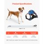 VEVOR Dog Harness for Large Dogs, No Pull Adjustable Dog Vest Pet Harness, with 5ft Leash, Handle, Metal Rings, Buckles, Reflective Stitching 600D Oxford Fabric, for Training, Walking, and Hiking