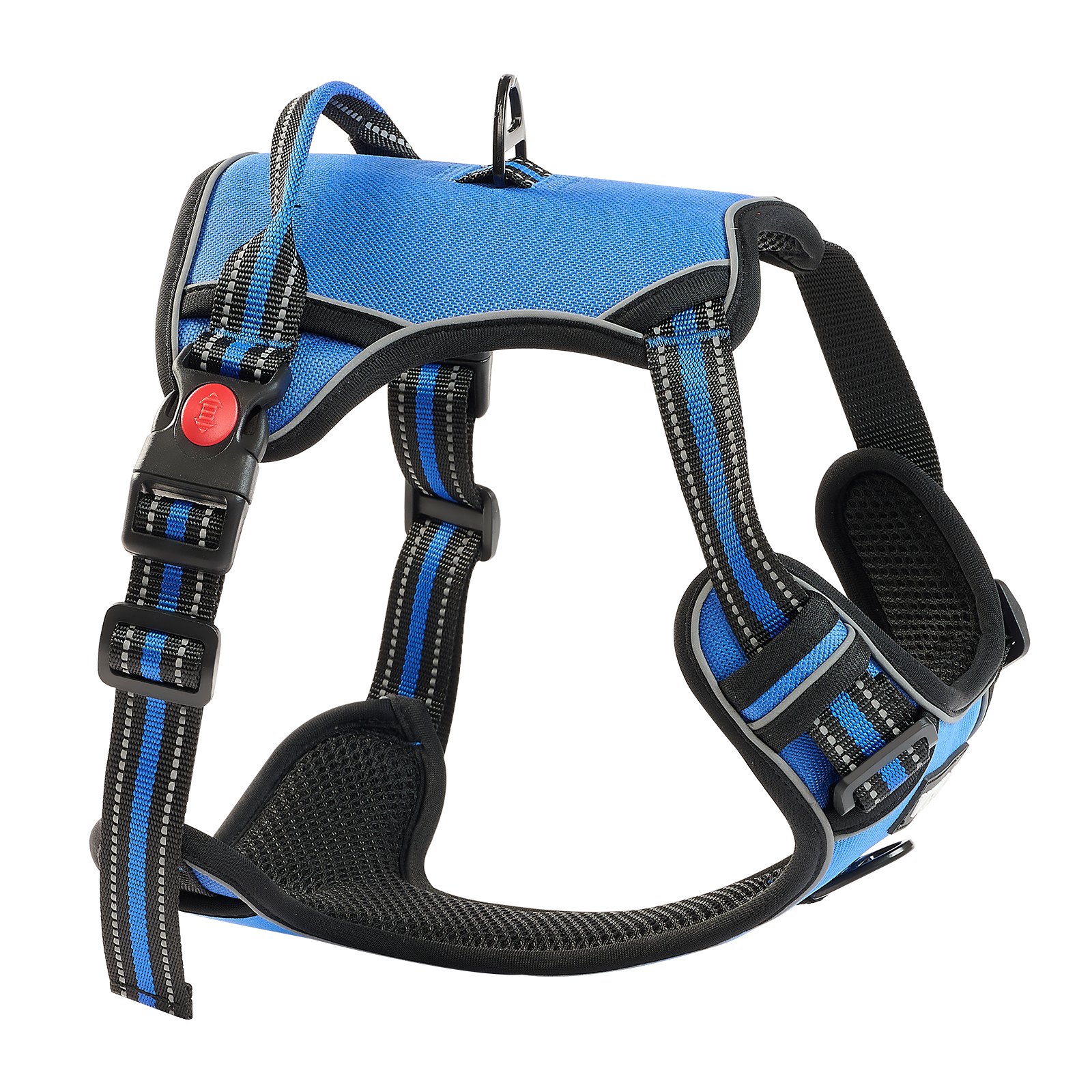 VEVOR Dog Harness for Large Dogs, No Pull Adjustable Dog Vest Pet Harness, with 5ft Leash, Handle, Metal Rings, Buckles, Reflective Stitching 600D Oxford Fabric, for Training, Walking, and Hiking