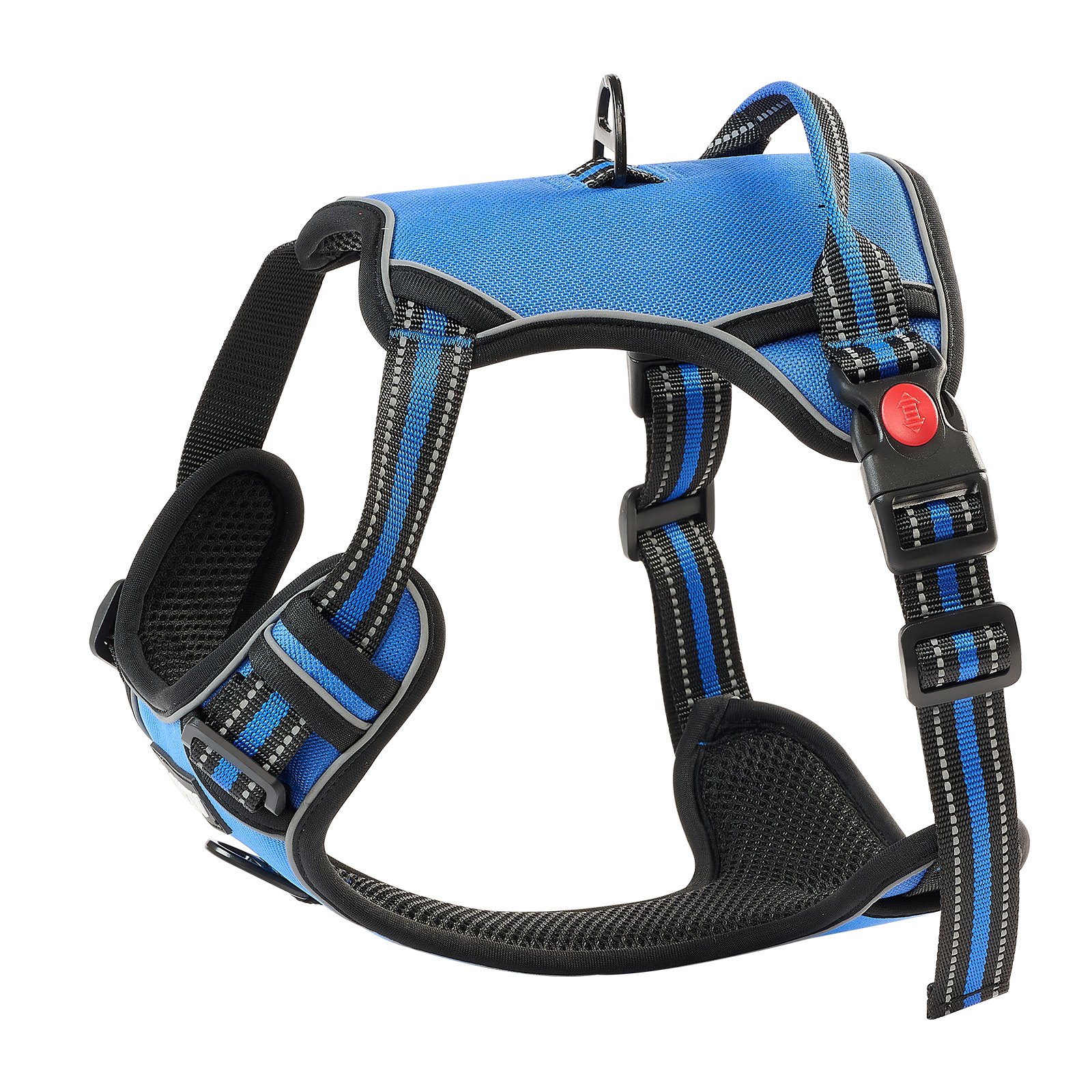VEVOR Dog Harness for Large Dogs, No Pull Adjustable Dog Vest Pet Harness, with 5ft Leash, Handle, Metal Rings, Buckles, Reflective Stitching 600D Oxford Fabric, for Training, Walking, and Hiking