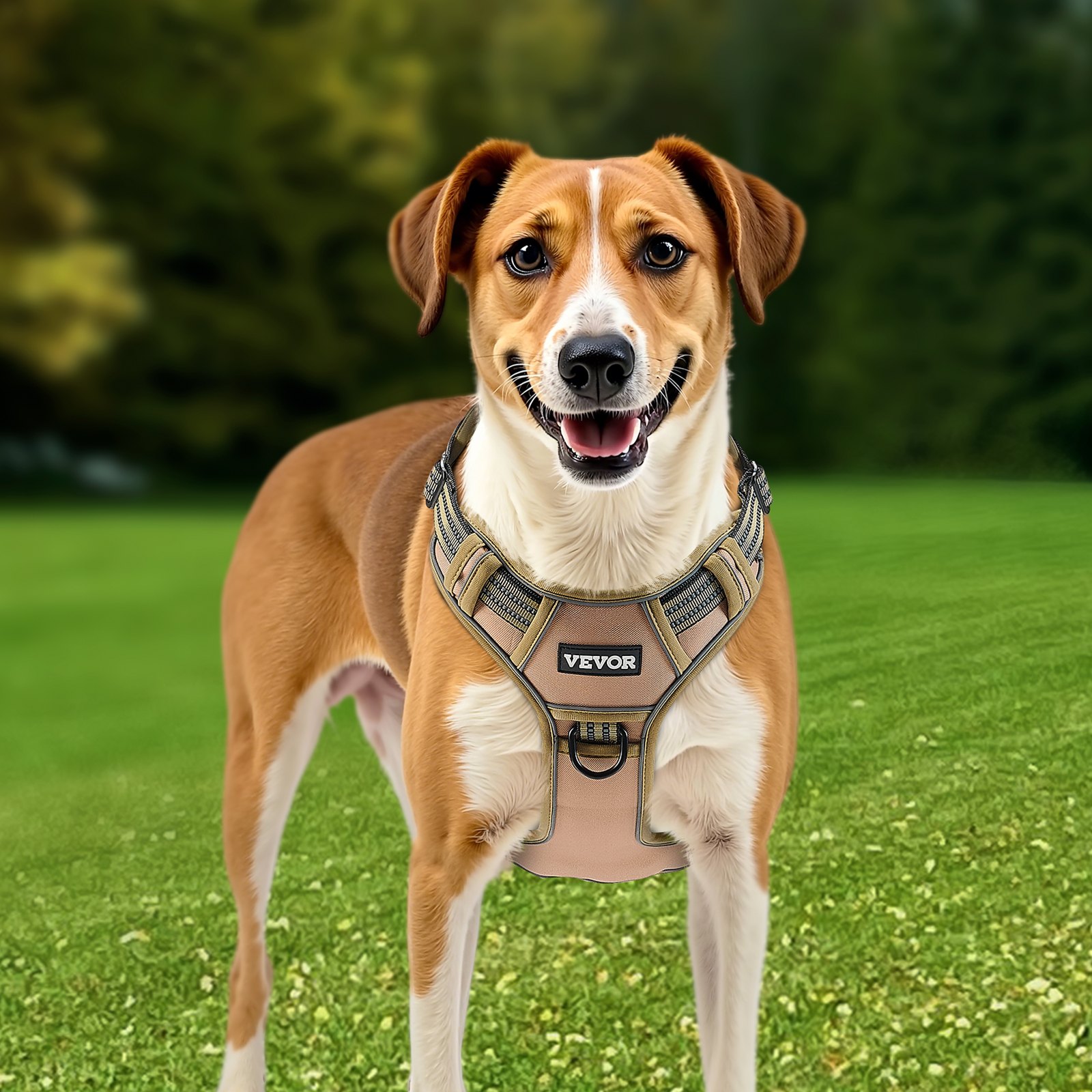 VEVOR Dog Harness for Large Dogs, No Pull Tactical Dog Harness Adjustable Pet Vest, with Handle, Metal Rings, Buckles, Reflective Stitching Nylon Oxford Fabric, for Training, Walking, and Hiking