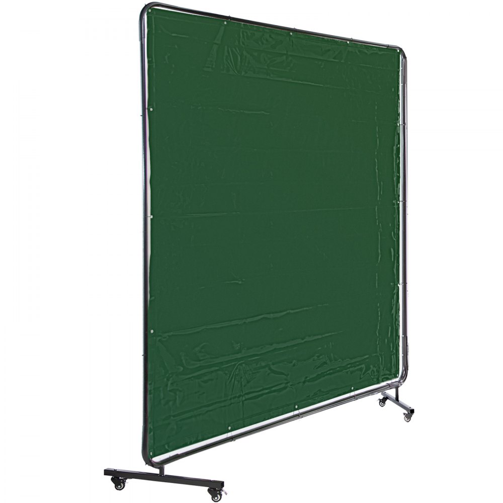 VEVOR Welding Curtain 6' x 6' Welding Screens, Flame Retardant 3 Panel Welding Curtain with Frame and Wheels, Translucent Welding Shield, Flame Resistance Weld Curtain, Adjustable Size, Green