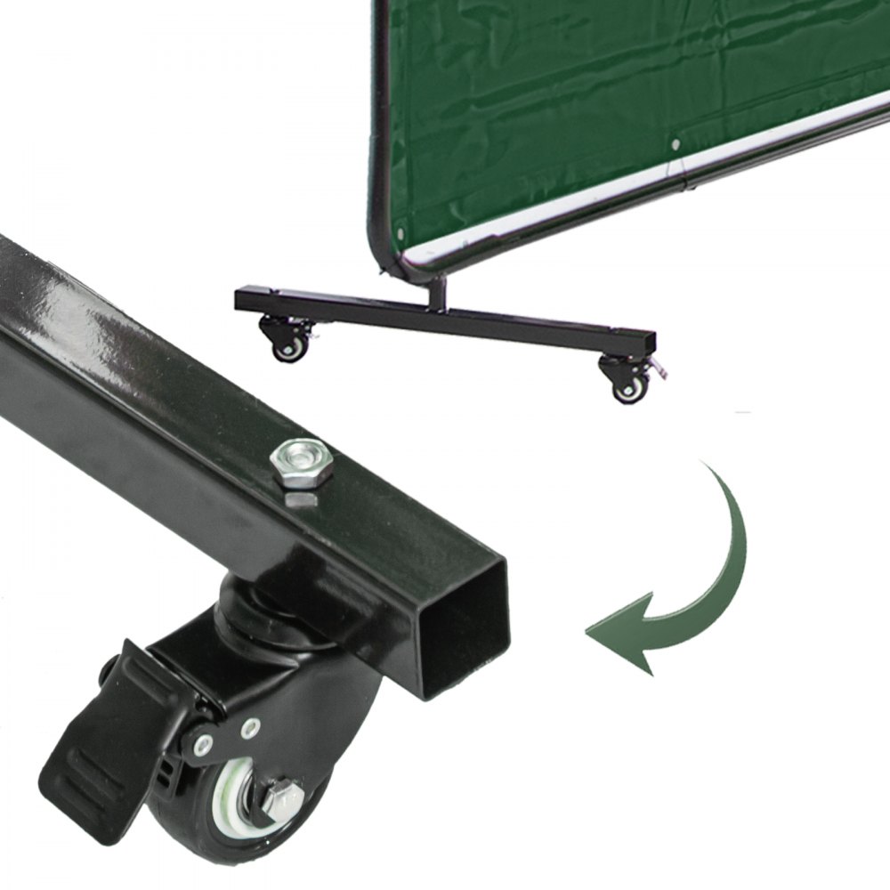 VEVOR Welding Curtain 6' x 6' Welding Screens, Flame Retardant 3 Panel Welding Curtain with Frame and Wheels, Translucent Welding Shield, Flame Resistance Weld Curtain, Adjustable Size, Green