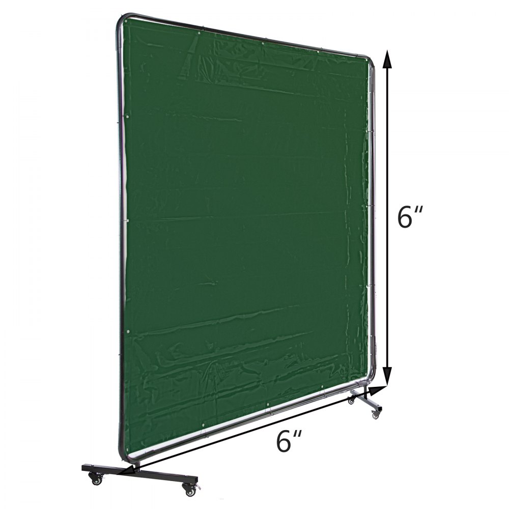 VEVOR Welding Curtain 6' x 6' Welding Screens, Flame Retardant 3 Panel Welding Curtain with Frame and Wheels, Translucent Welding Shield, Flame Resistance Weld Curtain, Adjustable Size, Green