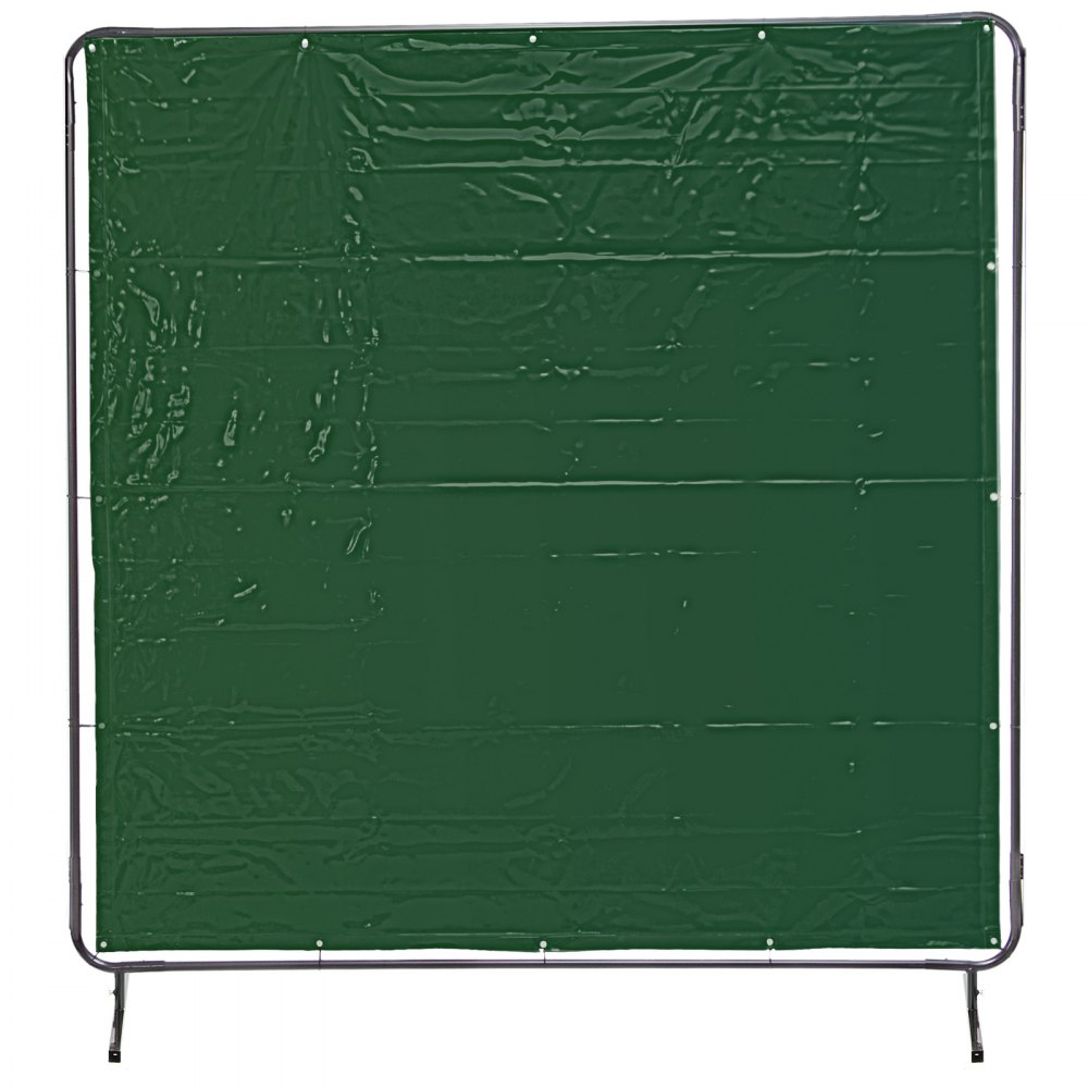 VEVOR Welding Curtain 6' x 6' Welding Screens, Flame Retardant 3 Panel Welding Curtain with Frame and Wheels, Translucent Welding Shield, Flame Resistance Weld Curtain, Adjustable Size, Green