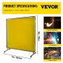 VEVOR Welding Screen with Frame 6\' x 6\', Welding Curtain with 4 Wheels, Welding Protection Screen Yellow Flame-Resistant Vinyl, Portable Light-Proof Professional