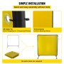 VEVOR 6' x 6' Welding Screen with Frame Yellow Vinyl Portable Welding Curtain with Wheels Light-Proof Welding Protection Screen Professional
