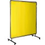 Pantalla de soldadura VEVOR con marco de 1,83 m x 1,83 m, cortina de soldadura con 4 ruedas, pantalla de protección para soldadura de vinilo amarillo ignífugo, portátil y profesional a prueba de luz