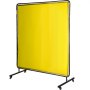 Pantalla de soldadura VEVOR con marco de 1,83 m x 1,83 m, cortina de soldadura con 4 ruedas, pantalla de protección para soldadura de vinilo amarillo ignífugo, portátil y profesional a prueba de luz