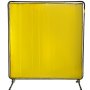 Pantalla de soldadura VEVOR con marco de 1,83 m x 1,83 m, cortina de soldadura con 4 ruedas, pantalla de protección para soldadura de vinilo amarillo ignífugo, portátil y profesional a prueba de luz
