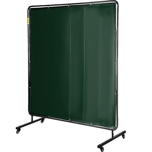 VEVOR 6' x 6' Welding Screen with Frame Green Vinyl Portable Welding Curtain with Wheels Light-Proof Welding Protection Screen Professional
