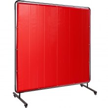 VEVOR 6' x 6' Welding Screen with Frame Red Vinyl Portable Welding Curtain with Wheels Proof Welding Protection Screen Professional