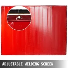 VEVOR Welding Screen with Frame 8' x 6', Welding Curtain with 4 Wheels, Welding Protection Screen Red Flame-Resistant Vinyl, Portable Light-Proof Professional