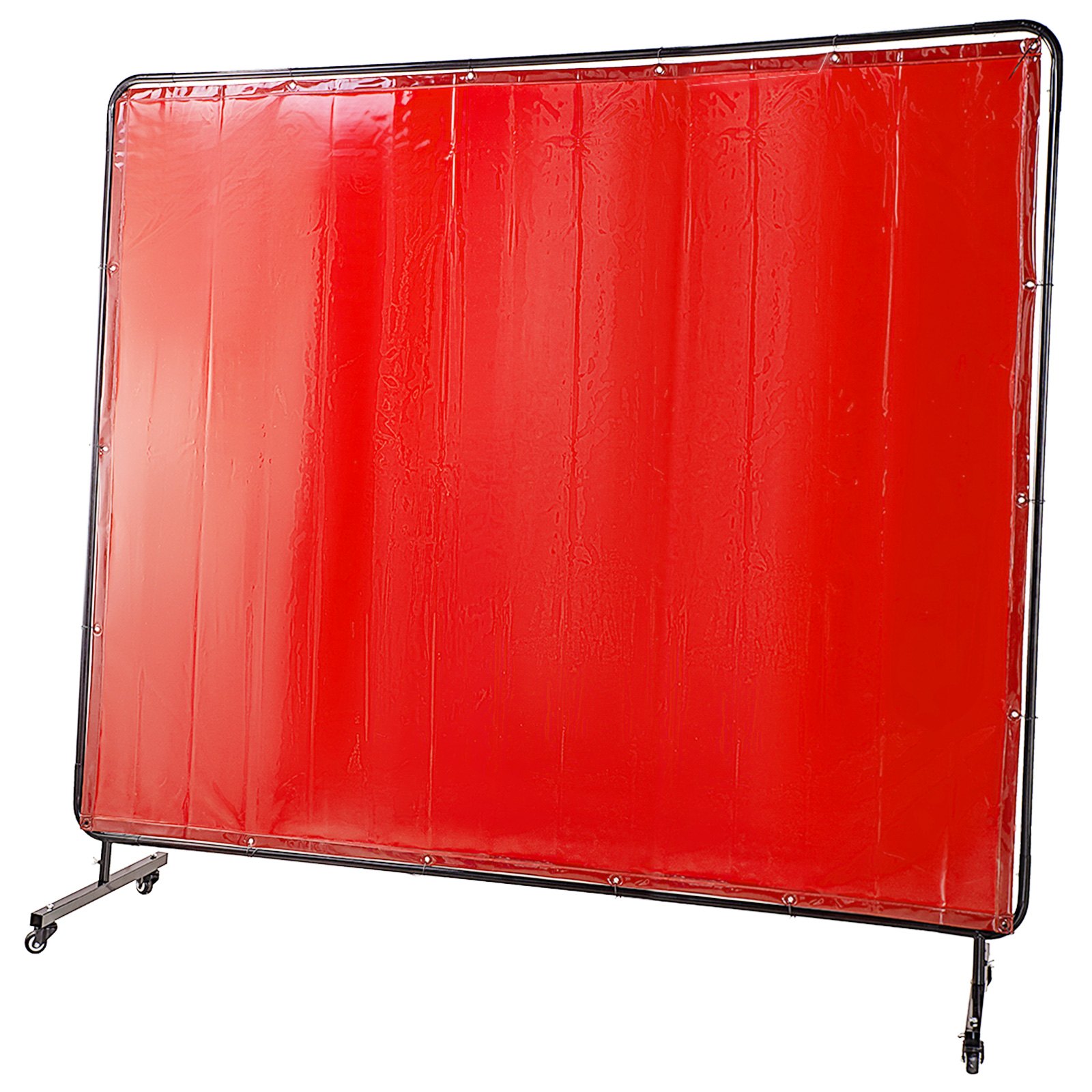 VEVOR Welding Screen with Frame 8' x 6', Welding Curtain with 4 Wheels, Welding Protection Screen Red Flame-Resistant Vinyl, Portable Light-Proof Professional