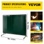 VEVOR 8' x 6' Welding Screen with Frame Green Vinyl Portable Welding Curtain with Wheels Welding Protection Screen