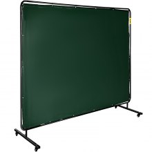 VEVOR Welding Screen with Frame 8\' x 6\', Welding Curtain with 4 Wheels, Welding Protection Screen Green Flame-Resistant Vinyl, Portable Light-Proof Professional