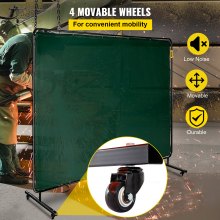 Welding Curtain Welding Screens 6' x 8' Flame Retardant Vinyl with Frame Green