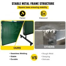 VEVOR Welding Screen with Frame 8' x 6', Welding Curtain with 4 Wheels, Welding Protection Screen Green Flame-Resistant Vinyl, Portable Light-Proof Professional